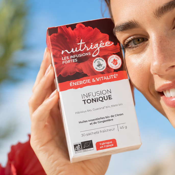 Infusion Tonique | Détox & Énergie – Hibiscus, Guarana & Huiles Essentielles