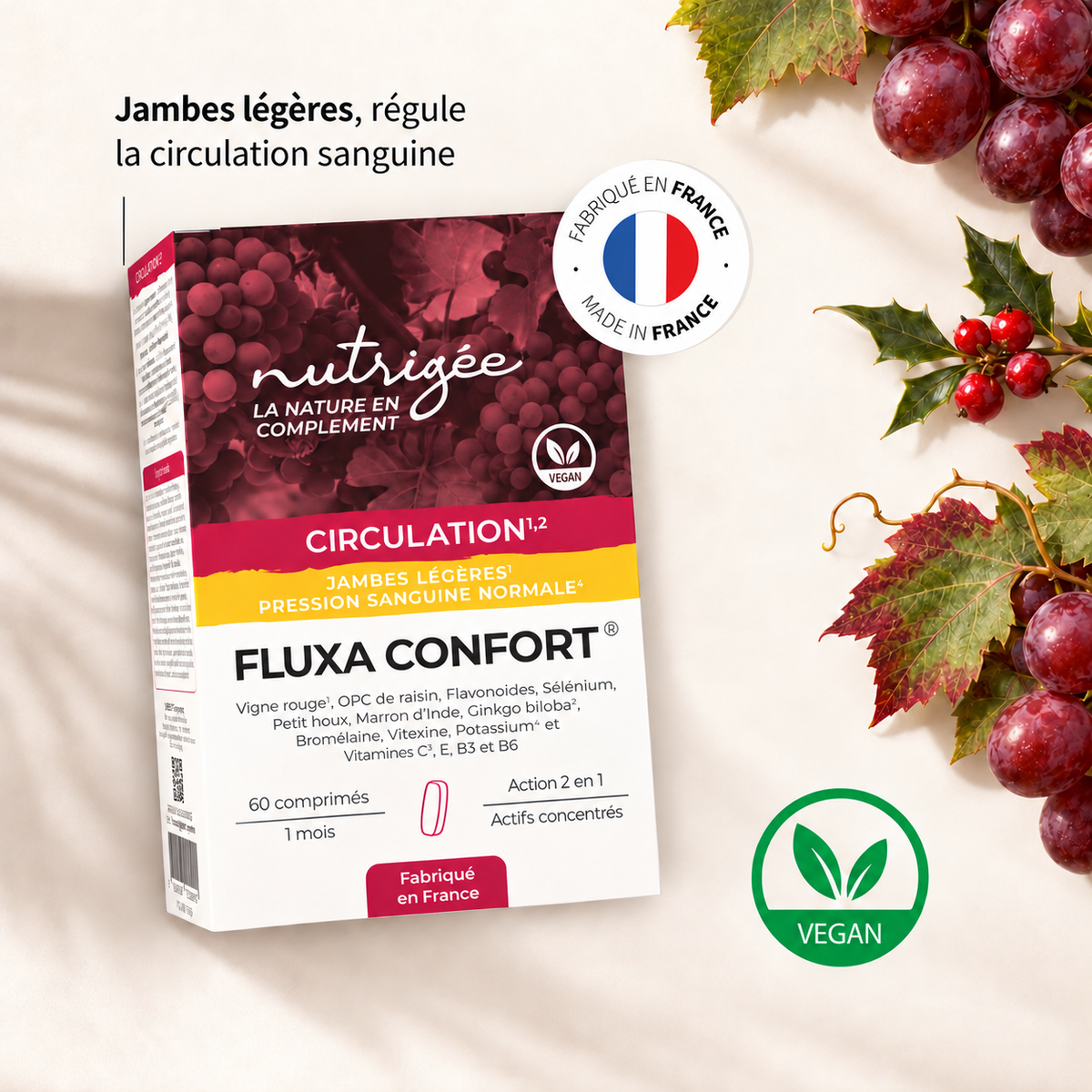 Fluxa Confort - Circulation Sanguine & Lymphatique | 300 mg de Potassium
